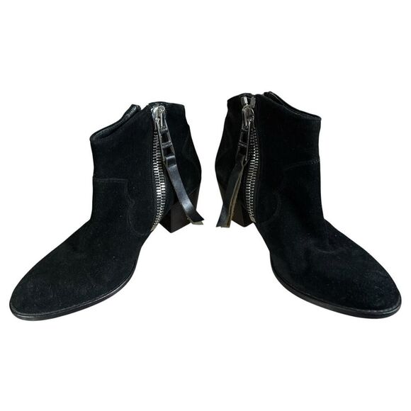 Zadig Voltaire Sz 39 Women's Molly Black Suede Stacked Heel Ankle Booties $528 - Picture 11 of 14
